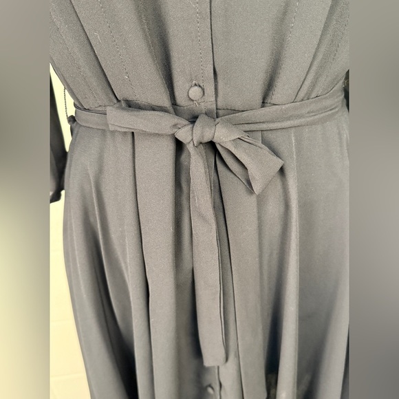 Nanette Lepore Black Button Up Midi Shirt Dress Fit and Flare Pin Tuck  Size 4 - Picture 3 of 11